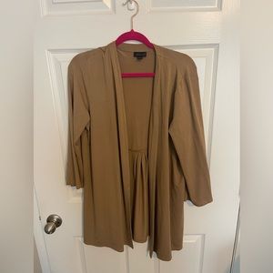 J Jill Wearever Collection Tan Open Front Cardigan